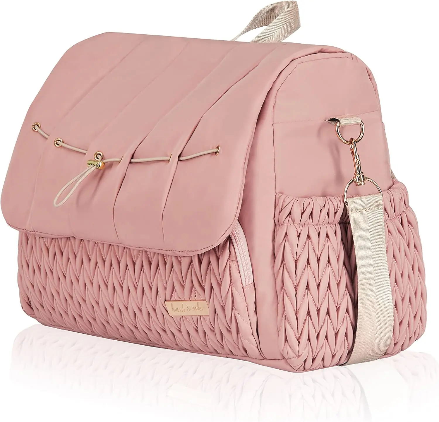 Hannah Sophia Belle Convertible Baby Diaper Backpack Bag In Pink Polyester With Classic Style