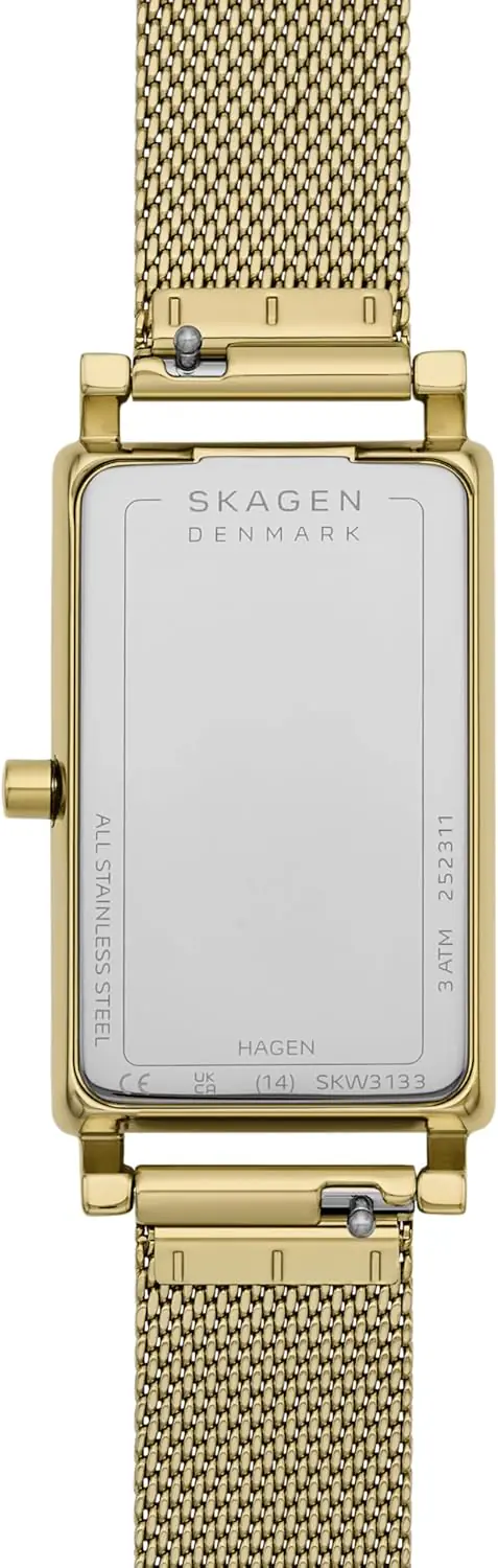 Skagen Hagen Rectangular Case Womens Watch With Stainless Steel Bracelet Mesh Or Leather Band 2