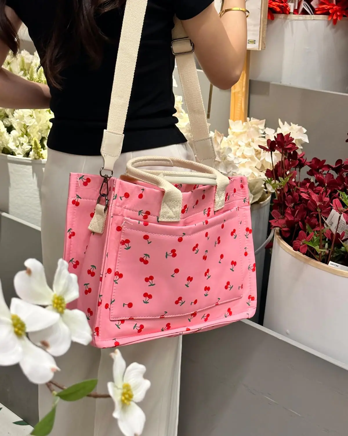 Tote Bag For Womencanvas Cherry Tote Bags For Work Everything Tote Bag Crossbody Shoulder Handbags With Pockets 1