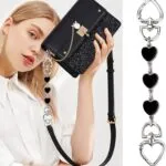 2pcs Purse Extender Chain Silver Pink Bag Extender Chain Heart Purse Strap Extender Moon Purse Strap Replacement Crossbo 3