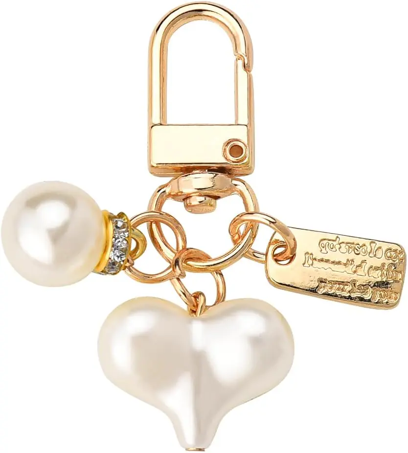 Charm Keychain For Women Girls Bow Heart Rose Keychain Charms Decorations For Bag Purse Backpack Charms Key Chain With P