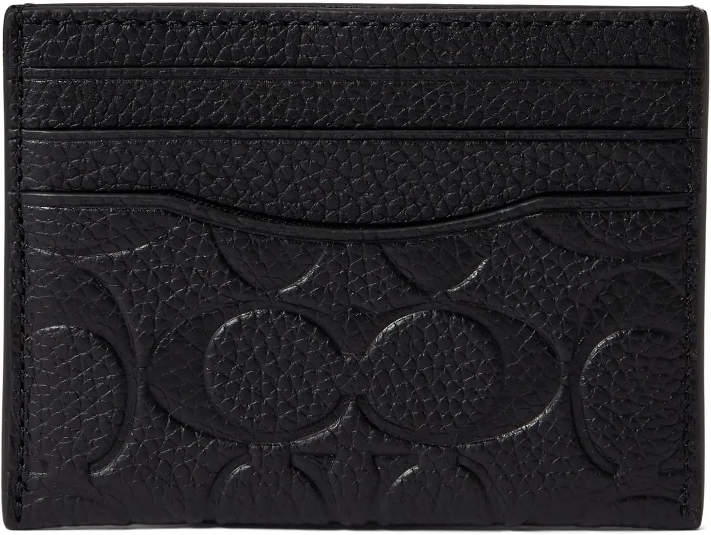 Coach Flat Card Case In Signature Leather Black One Size