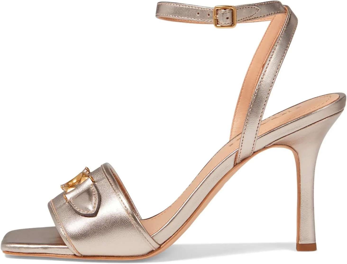Coach Kyra Metallic Leather Sandal Platinum Champagne 5 B M 2