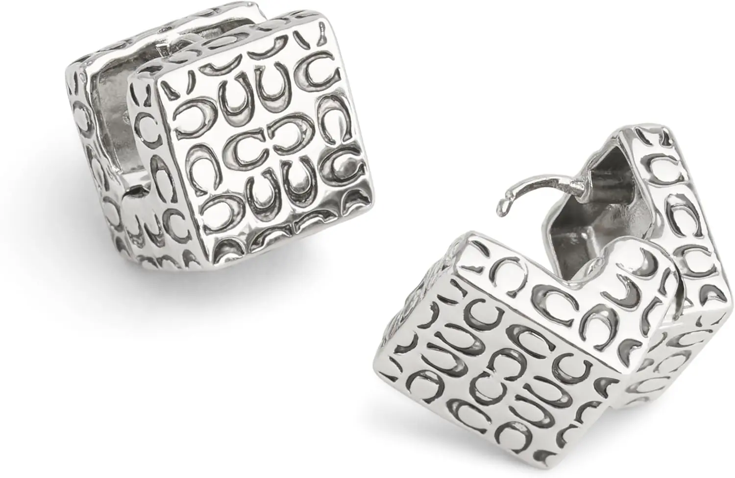 Coach Womens Signature Quilted Cube Huggie Earrings 2