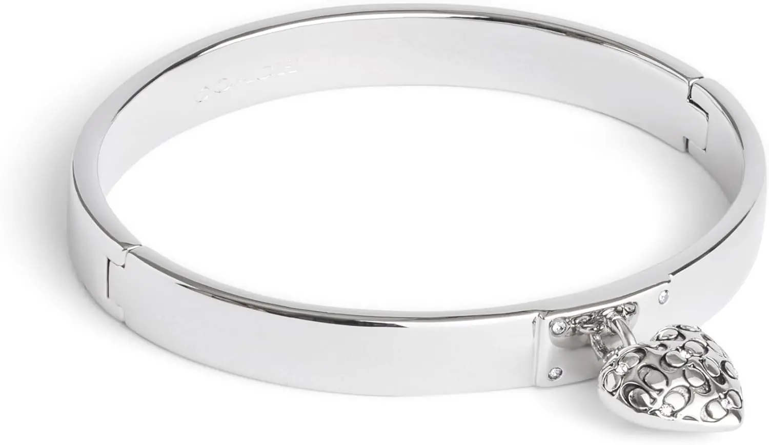 Coach Womens Signature Quilted Heart Charm Bangle Bracelet