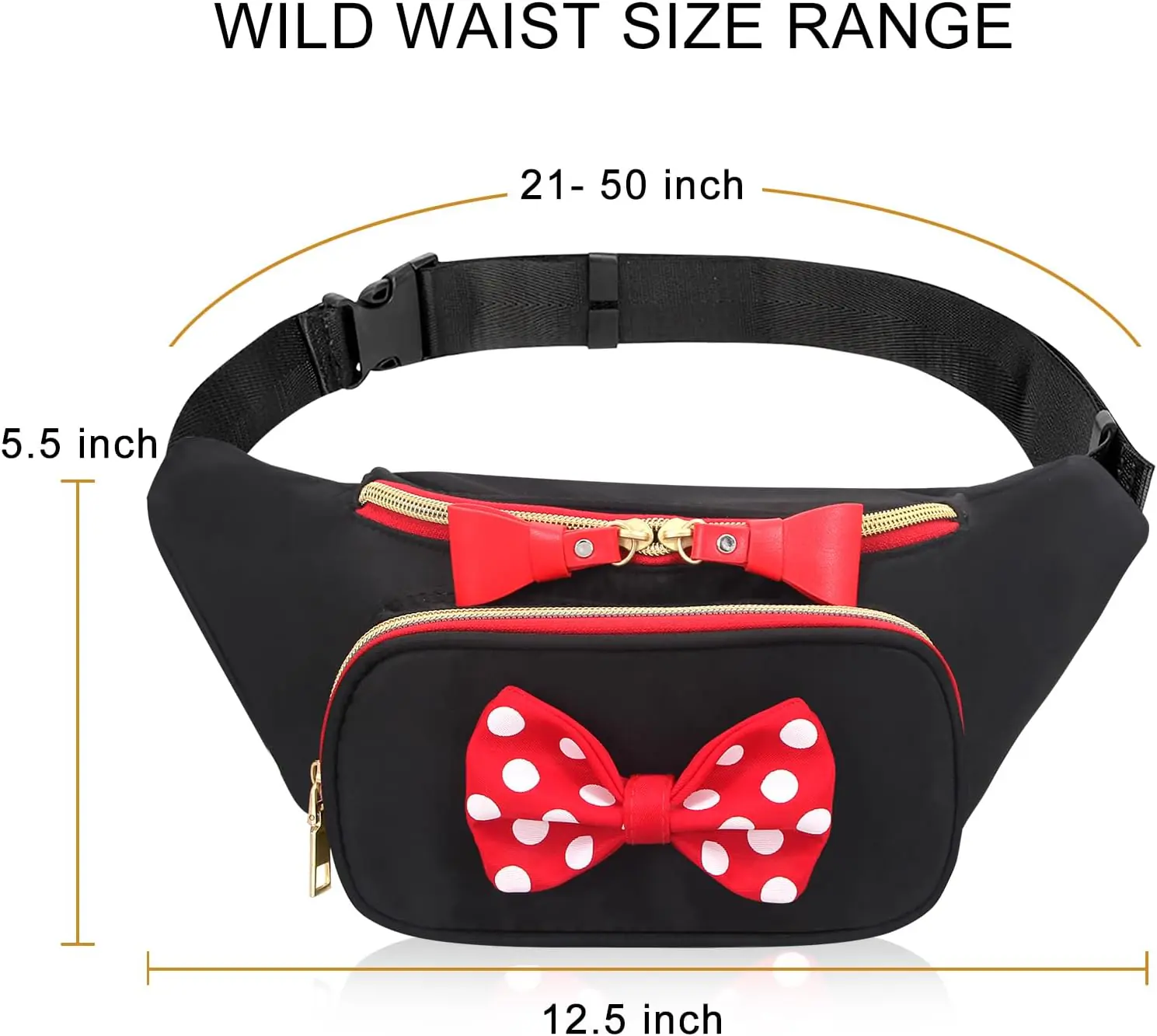 Cute Disney Fanny Pack For Women Teen Girls Minnie Bowknot Polka Dot Fanny Packs Cartoon Hiking Waist Bag Travel Waist P 1