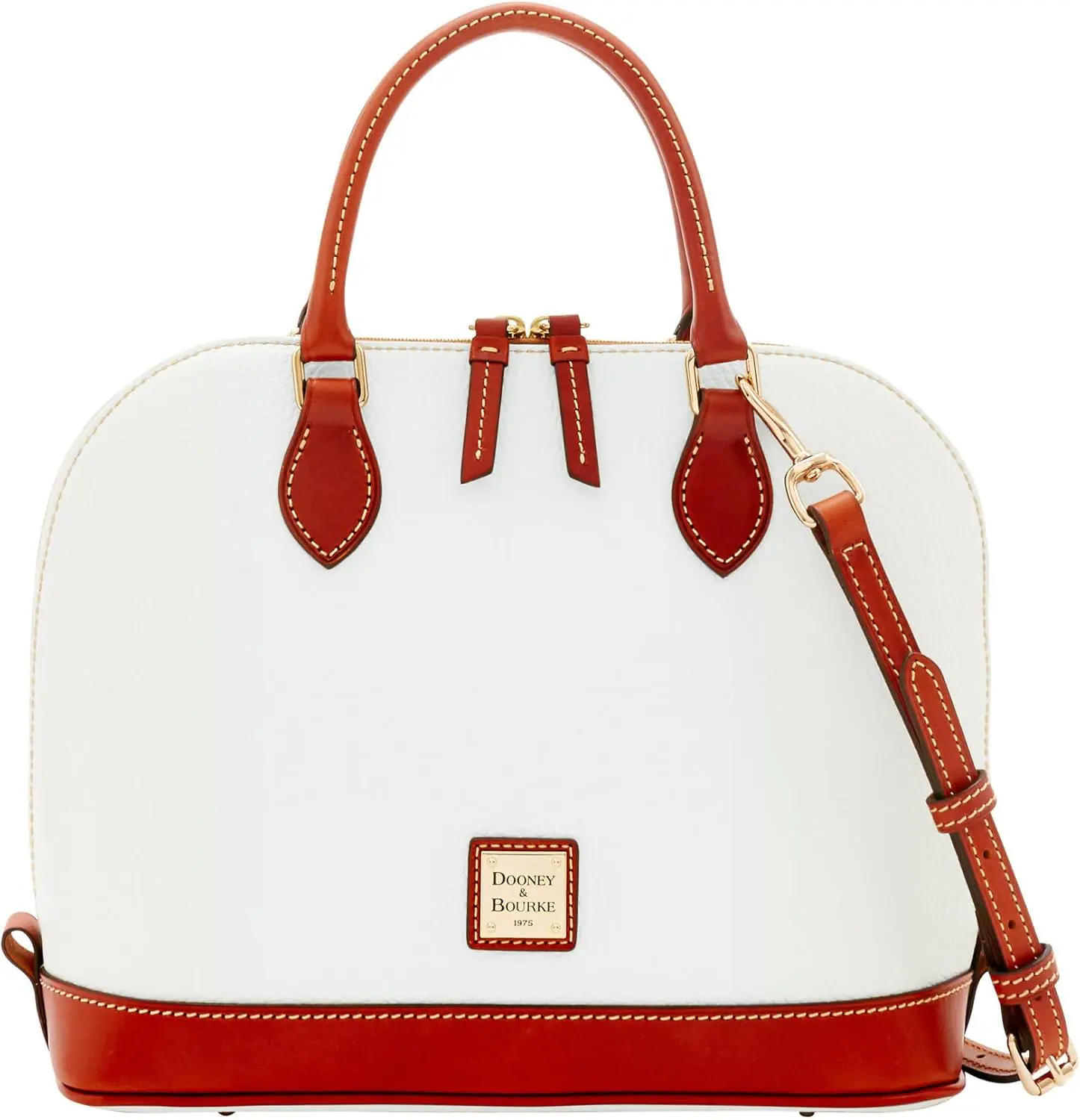 Dooney Bourke Womens Zip Zip Satchel In Pebble Grain Leather Large Handbag With Adjustable Detachable Shoulder Strap 1