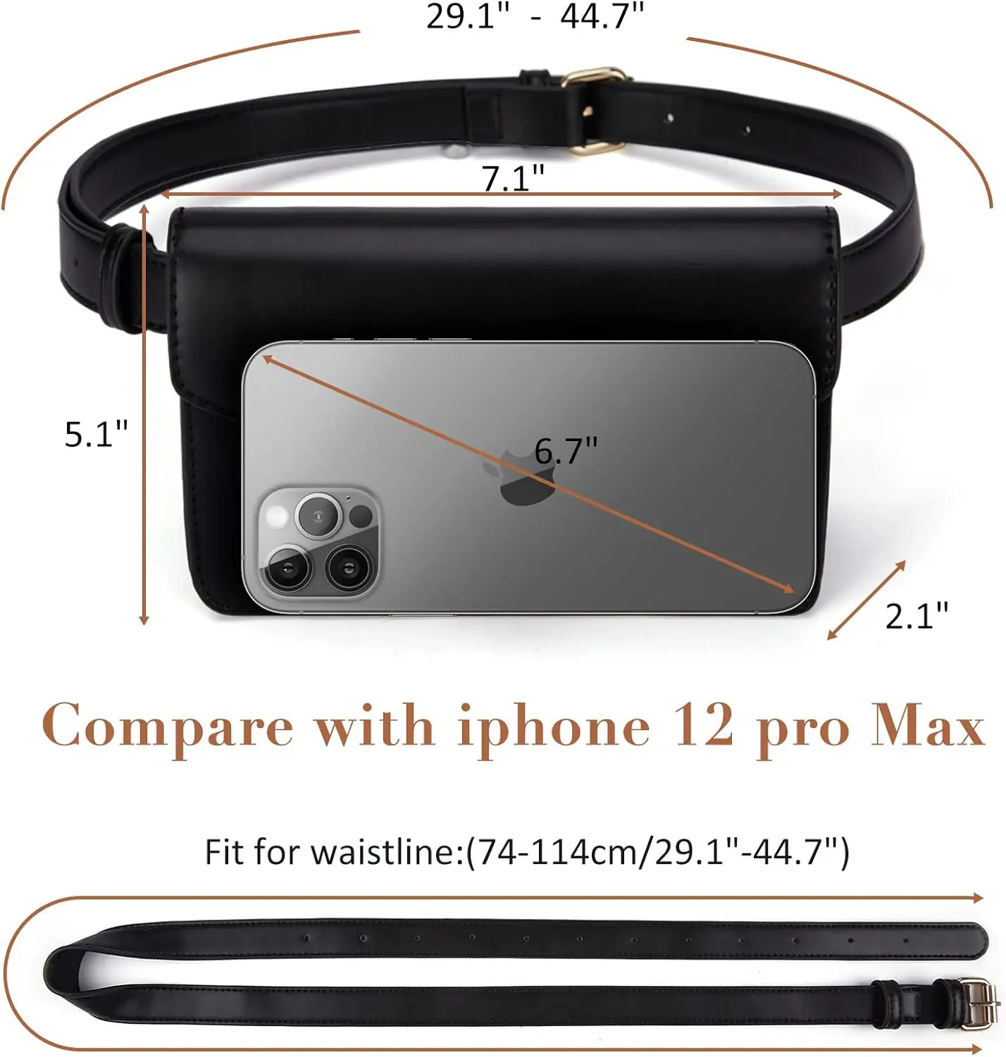 Ecosusi Fanny Pack For Women Pu Leather Belt Bag Waist Bag Fashion Waist Pack Pouch Small Purse For Party Travel Hiking 2