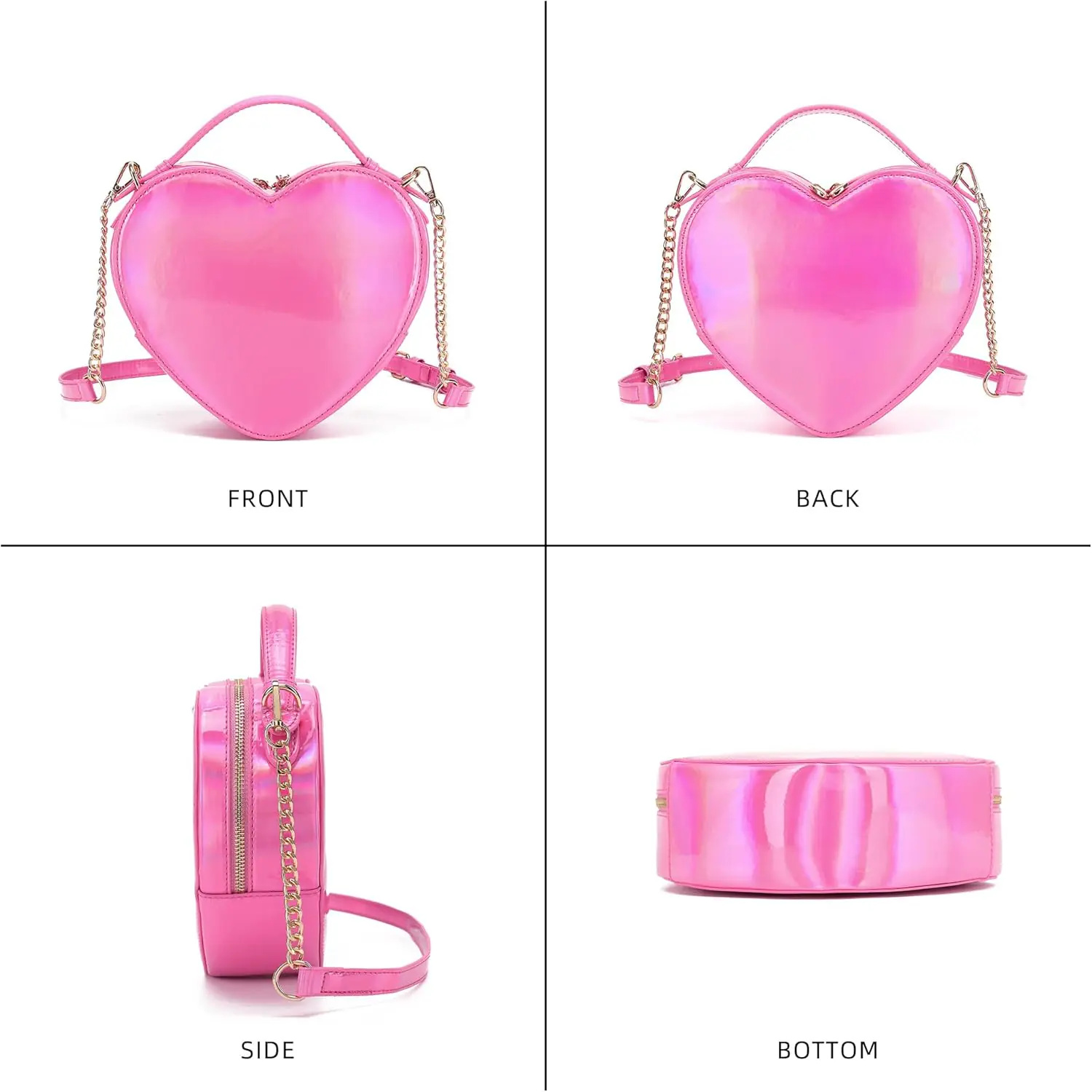 Lola Mae Heart Shape Satchel Crossbody Purse For Women Zip Around Shoulder Bag 2