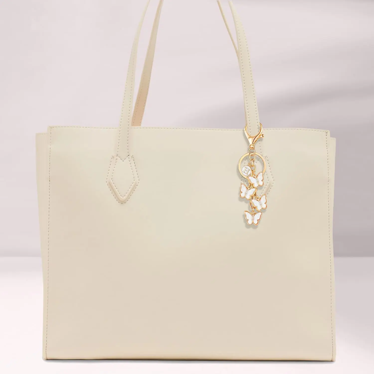 Xgalbla White Pink Black Cute Butterfly Initial Letter Keychain For Women Butterfly Bag Charms Keyring For Handbags Back 1