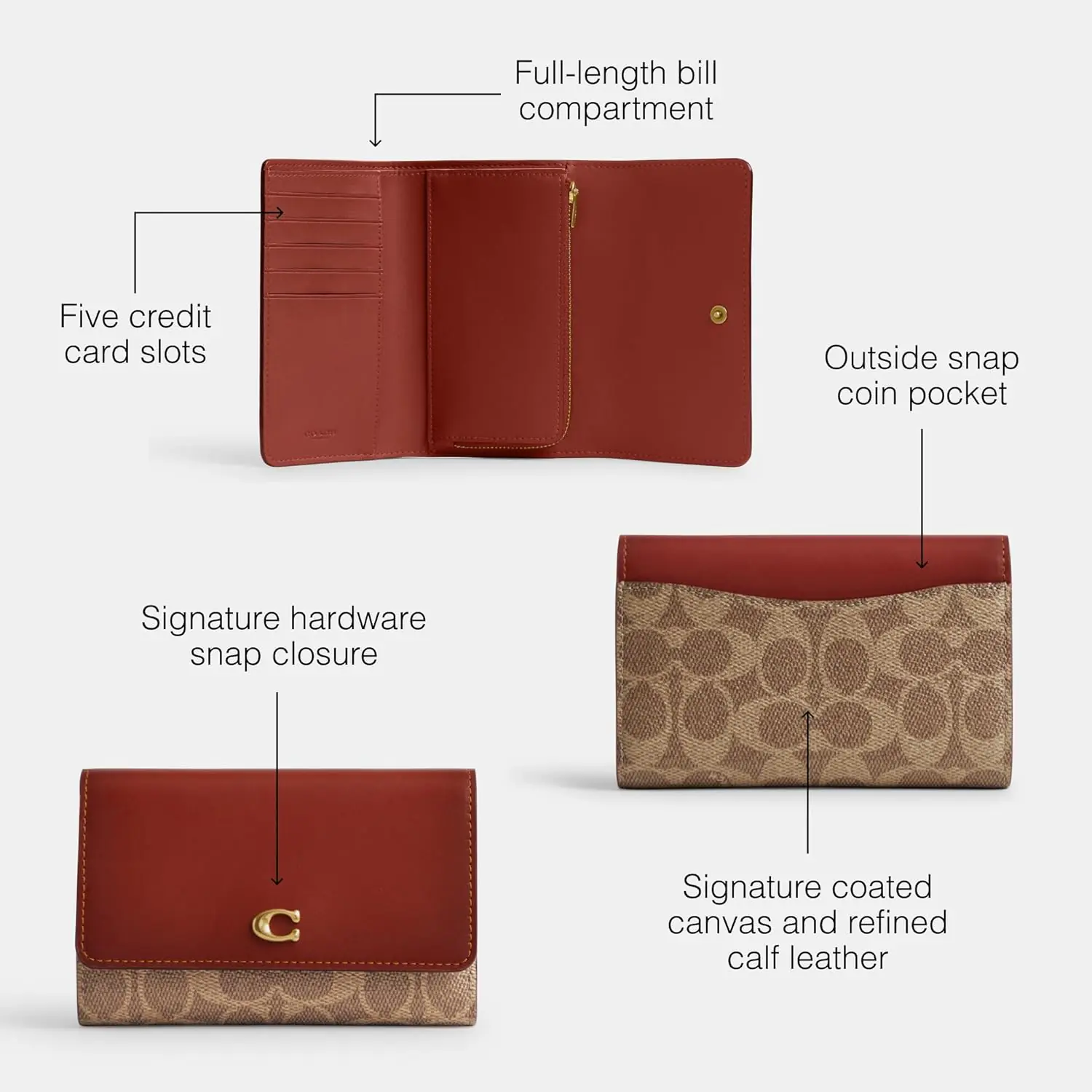 Coach Coated Canvas Signature Essential Medium Flap Wallet 3