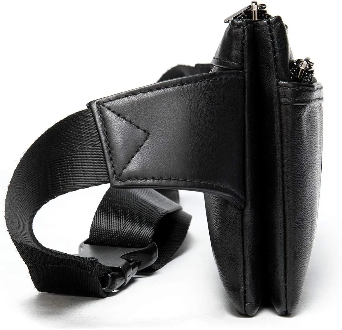 Fanny Pack For Men And Women Super Lightweight Waist Pack Belt Bag Hip Crossbody Purse Soft Lambskin Leather Black 2