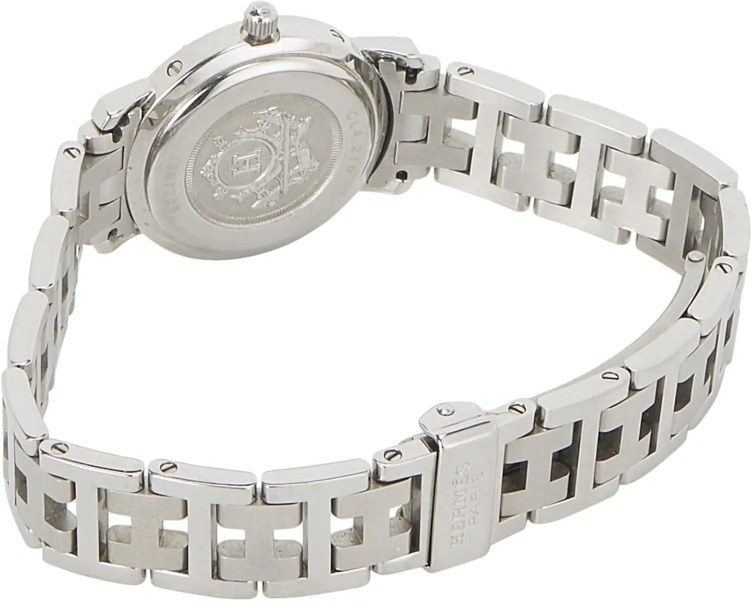 Hermes Pre Loved White Stainless Steel Clipper Watch Pm White Clothing Shoes Jewelry 1