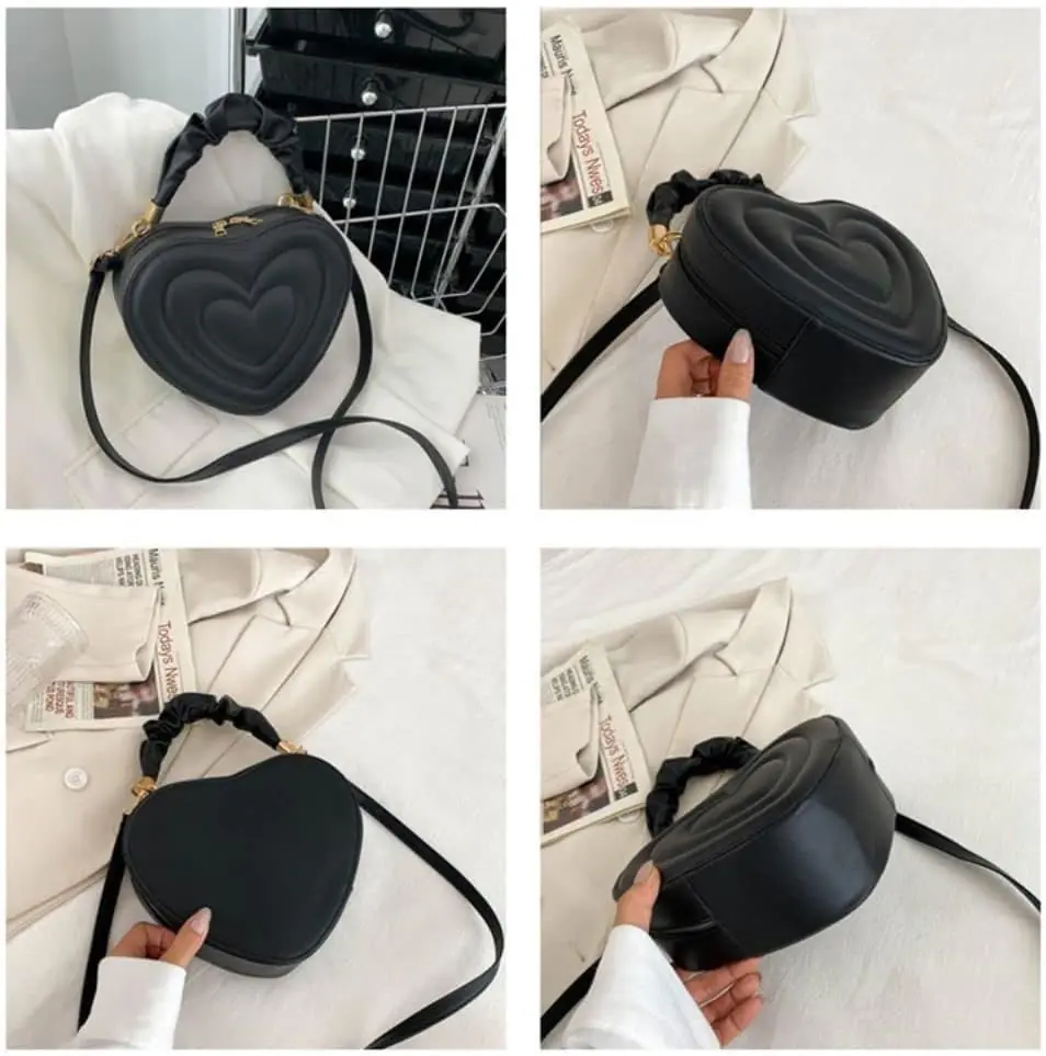 Womens Love Heart Shape Shoulder Small Handbags Crossbody Leather Handle Bags 1