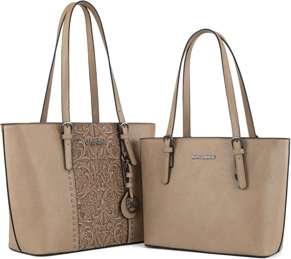 Montana West Tote Bag For Women Large Purse And Handbags Set Embossed Collection Purse 2pcs Set 1