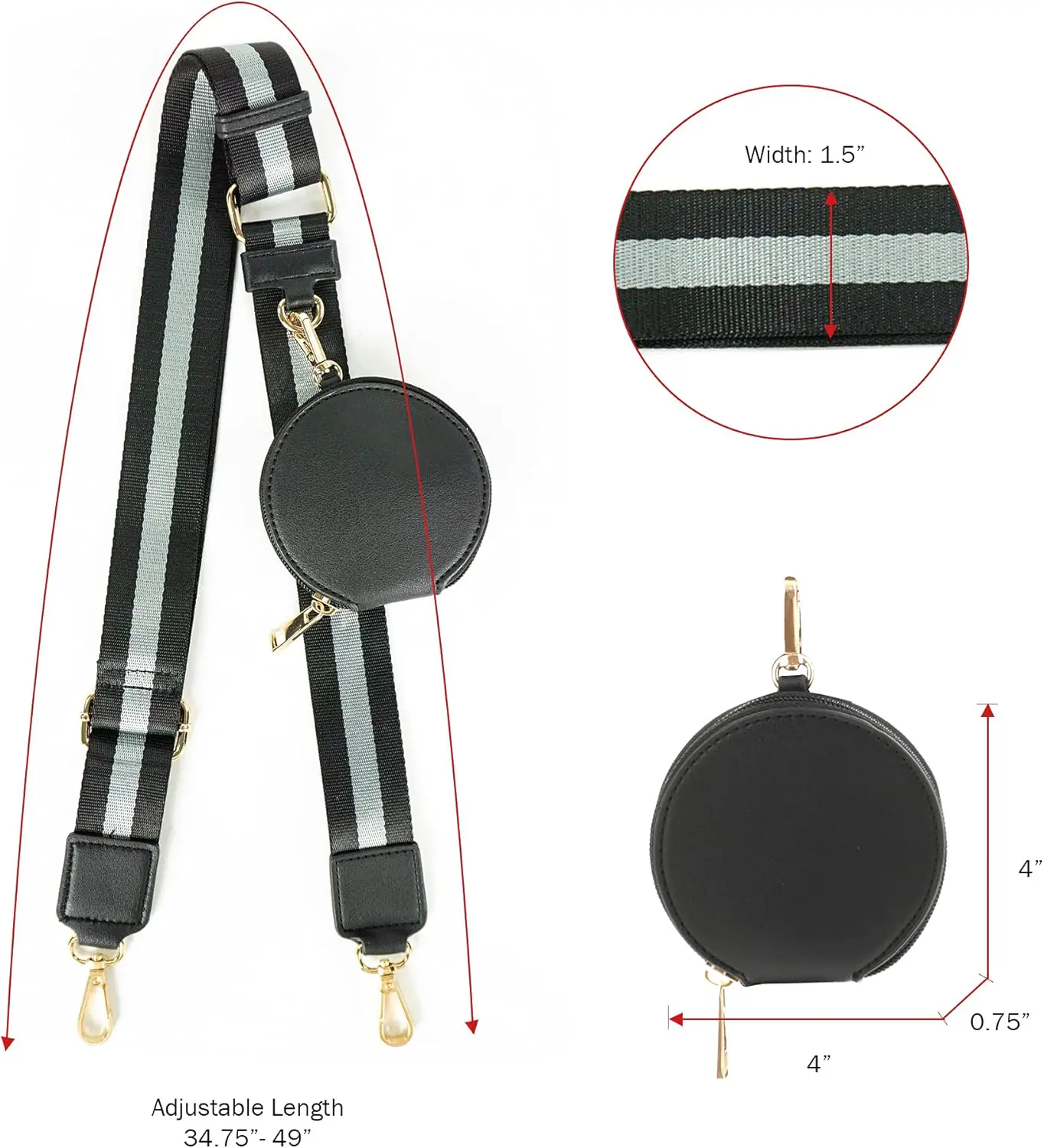 Evve Wide Replacement Straps For Handbags With Coin Purse For Over Shoulder Crossbody Bag Guitar Style Adjustable Length 1