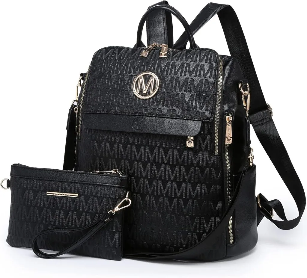 Mkp Women Fashion Backpack Purse Pu Leather Convertible Medium Ladies Rucksack Travel Shoulder Bags Handbag And Purse 2p